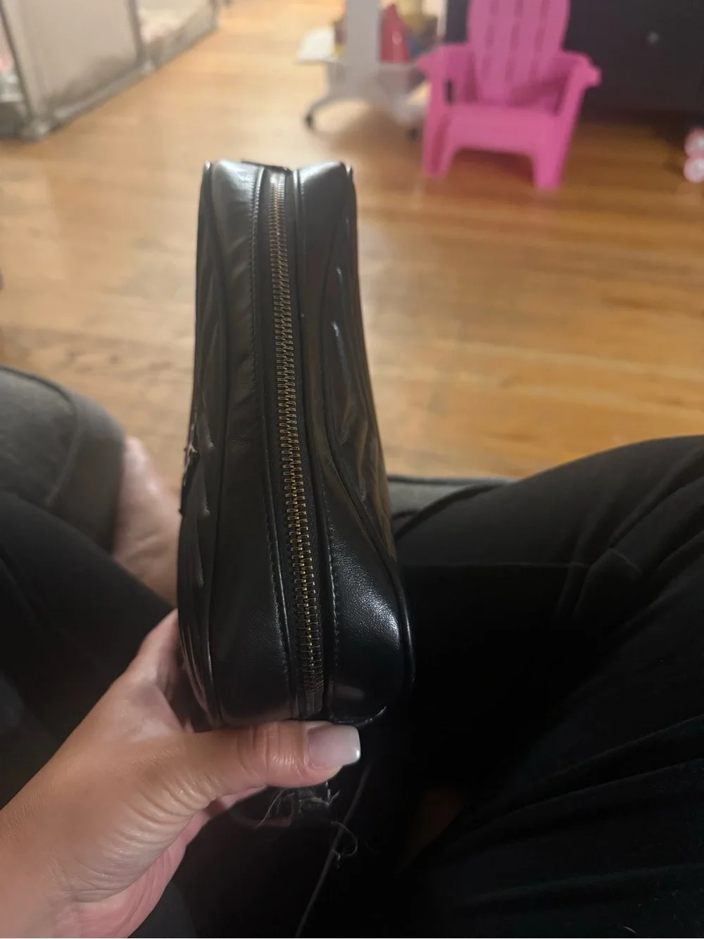 Saint Laurent Black Chevron Quilted Leather Camera Bag